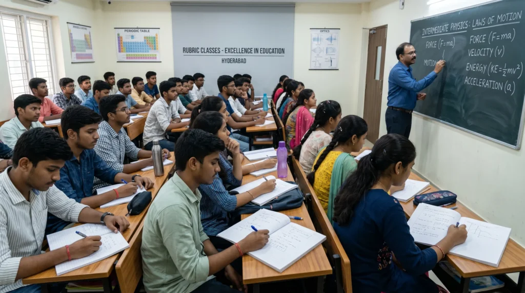 Intermediate Physics classroom at Rubric Classes, Hyderabad